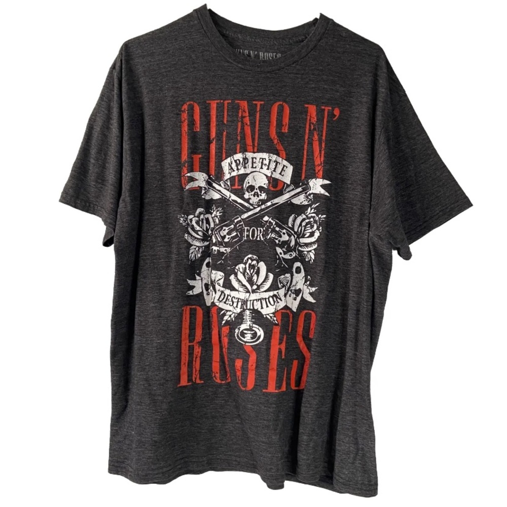 Guns And Roses | Dark Gray/Black Short Sleeve Shirt Size XL